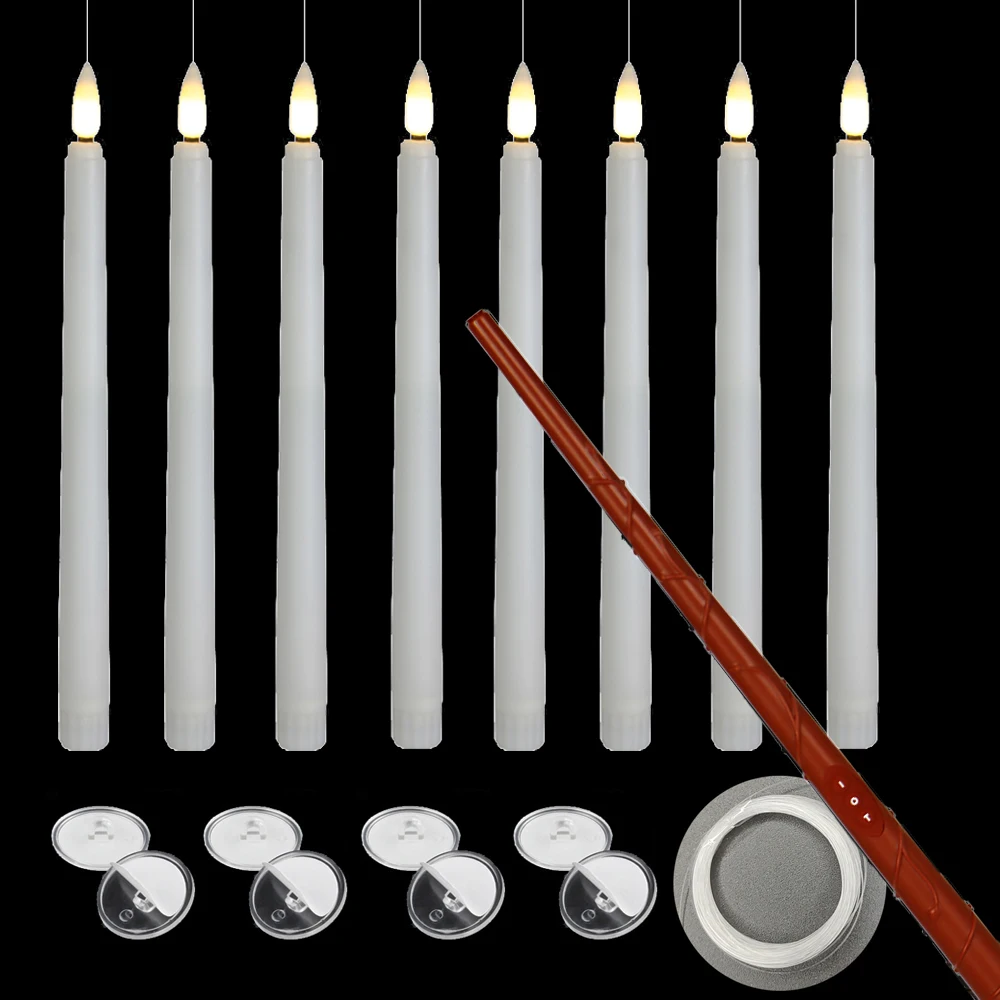 Floating Candles With Harry Potter Wand Magic Hanging Candles Flickering Flameless Floating Led