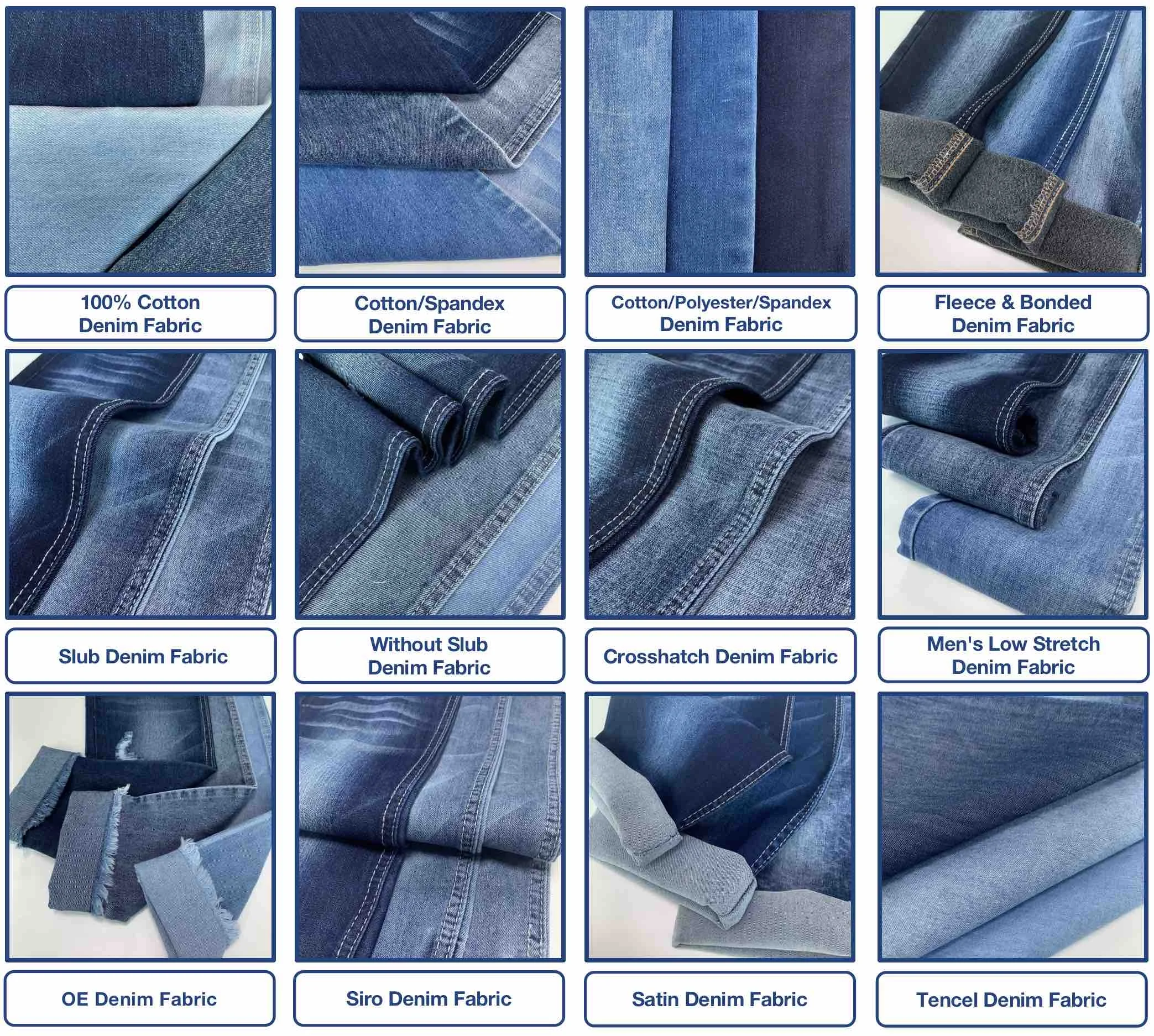 Jeans Fabric 10.5 Oz Blue Twill Stretch Custom Cotton Denim Fabric For ...