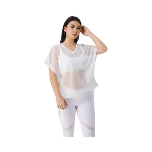 Eco-Friendly Two-Piece Yoga Suit Set Breathable Mesh with Solid Pattern Elastic Waist Closure and Four-Way Stretch Feature