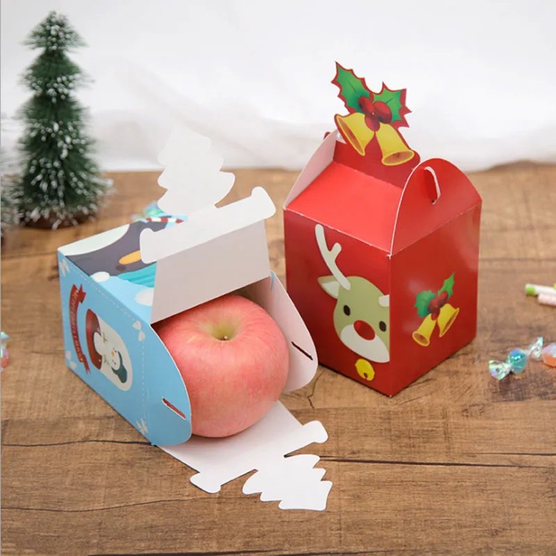 Cheap Christmas Eve square Portable Paper Box Custom Home Baking Candy Chocolate Gift Nuts Apple Ecommerce Packing  Boxes