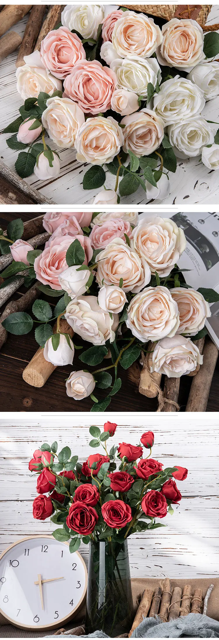 Artificial Flower Babylon Rose Green Plant Fake Flower Wholesale