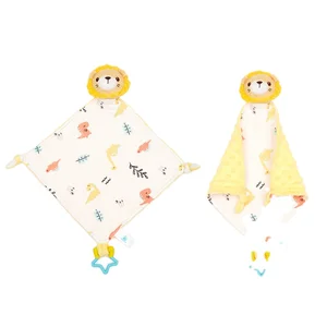 Infant Soft Plush Animal Doll Baby Soother with PP Cotton Filling Appease Towel & Teethers Sleep Soother Plush Toys