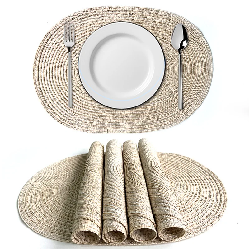 Inyahome Natural Heat-Resistant Plastic Kitchen Accessories-Oval Braided Woven Placemats aperçu 9