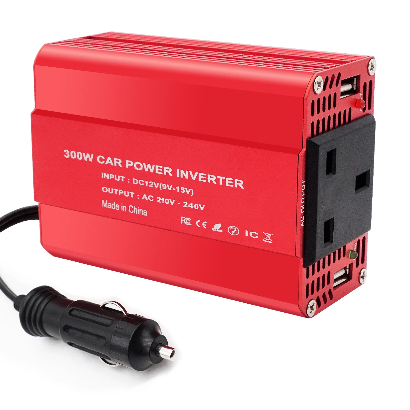 12 Volt Dc To 220v Ac 300w Car Multifunction Modified Sine Wave Power Uk Socket Dye Power 8621