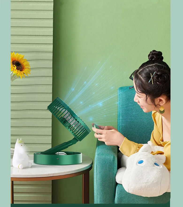 Portable Usb Telescopic Folding Fan Collapsible Rechargeable Floor Fan