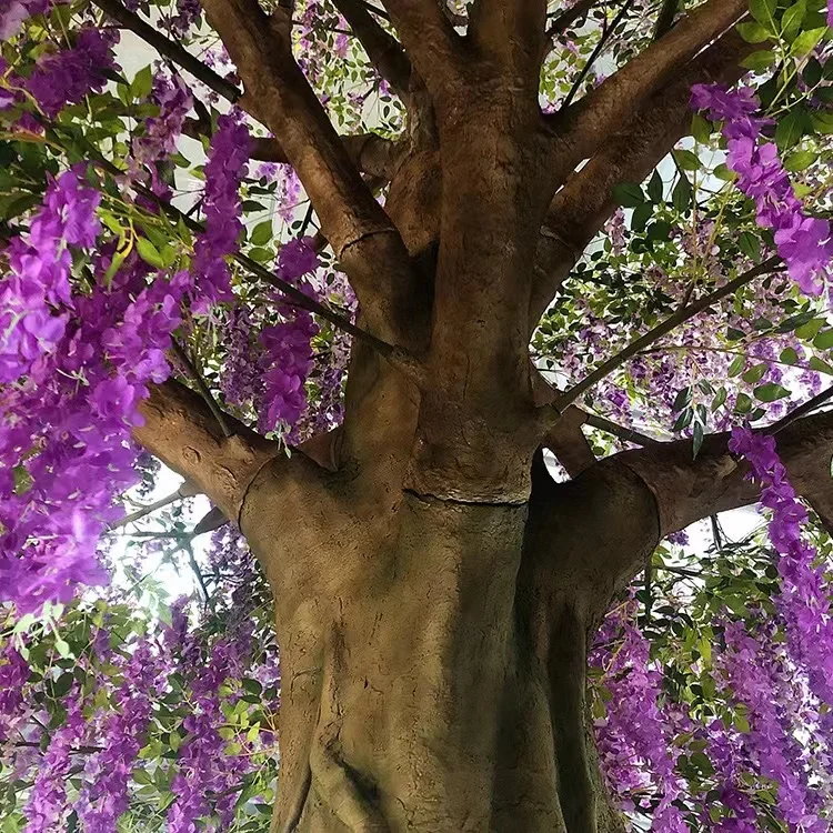 Artificial Silk Wisteria Blossom Tree Large Purple Flower Tree for Wedding Decoration Artificial Wisteria Tree