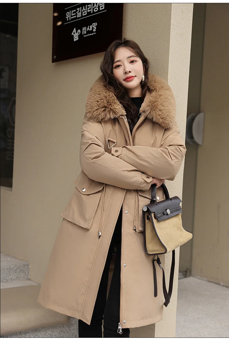 Custom 2023 Women Parkas Faux Suede Fur Lining Coat Hooded Fake Fur ...