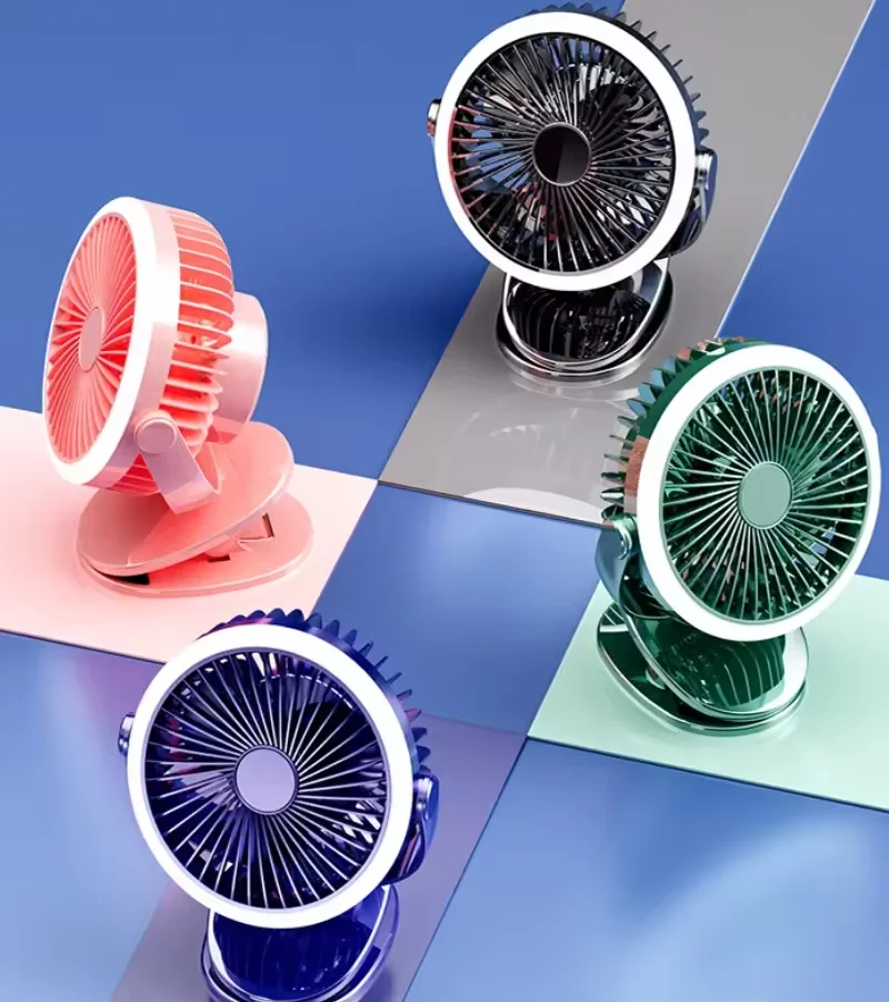 Portable Cooling Fan Touch Screen Retro Desktop Camping Mini USB Battery Charging Camping Fan Stroller Fan Lighting 3 in 1