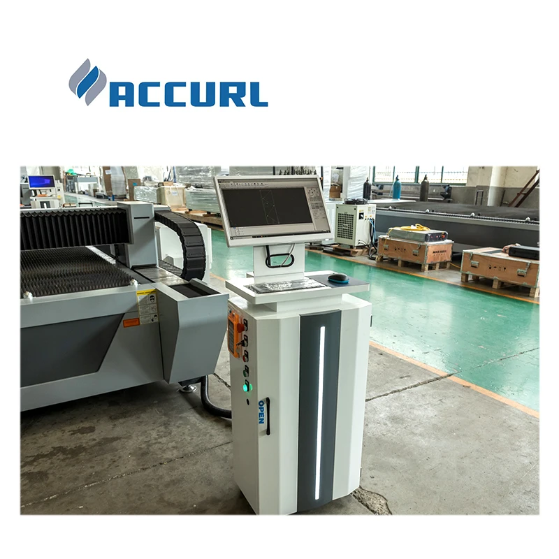ACCURL Laser Cutting Machine With Full Cover and Exhange Table 2kw IPG Source