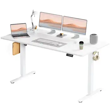 63'' x 24" Electric Height Adjustable Standing Desk Sit to Stand Ergonomic Computer Desk,White,