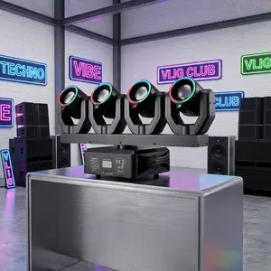 Professional 4 Eyes LED Moving Head Beam Light with RGB Halo DMX512 Stage Lighting for Nightclub Disco Live Show