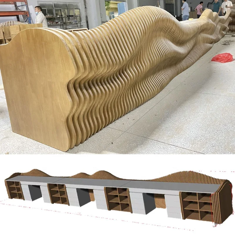 Custom Modern Large Solid Wood Reception Desk Office Front Counter Hotel Hospital School Basement Home Bar Mall Supermarket