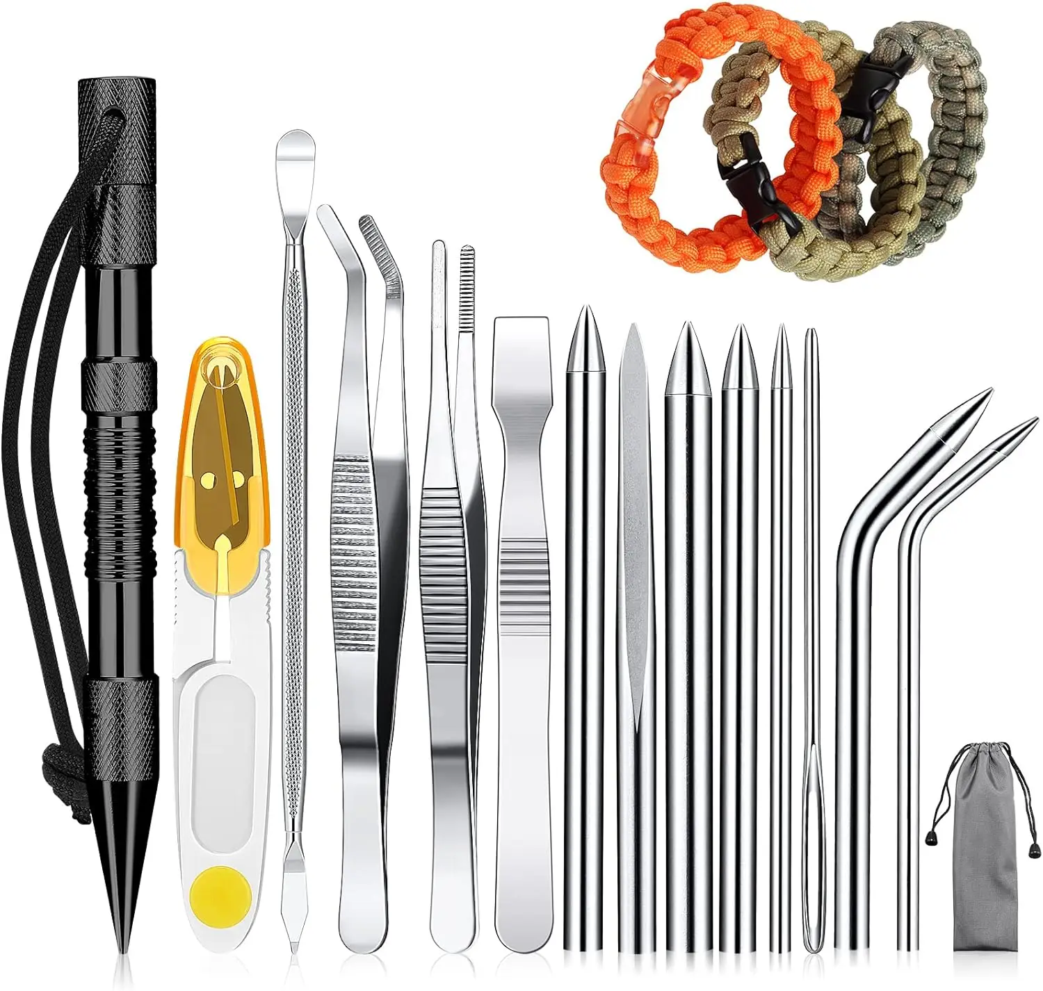 Paracord Tools FID Needle Sets Paracord Stitching Set Stainless Steel Lacing Needles  Marlin Spike for Paracord  Leather Weaving