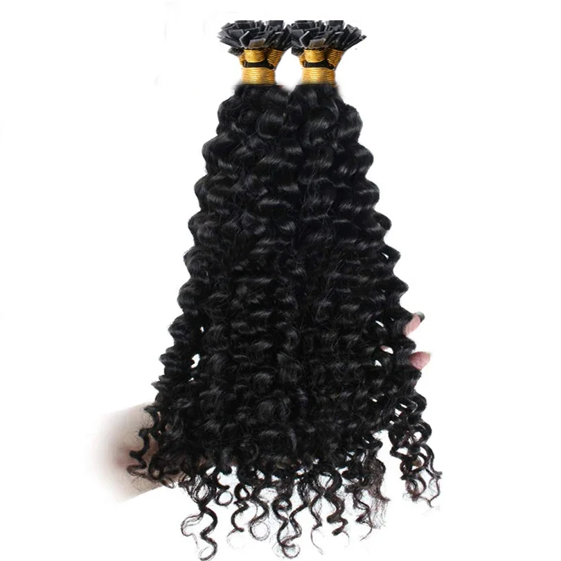 Kıvırcık Düz Uçlu Saç Uzantıları İnsan Saçı Fushion Remy Saç 30 İnç 300 Tel Brezilya Önceden Bağlı Uçlu Saç Uzantıları_voghion.com