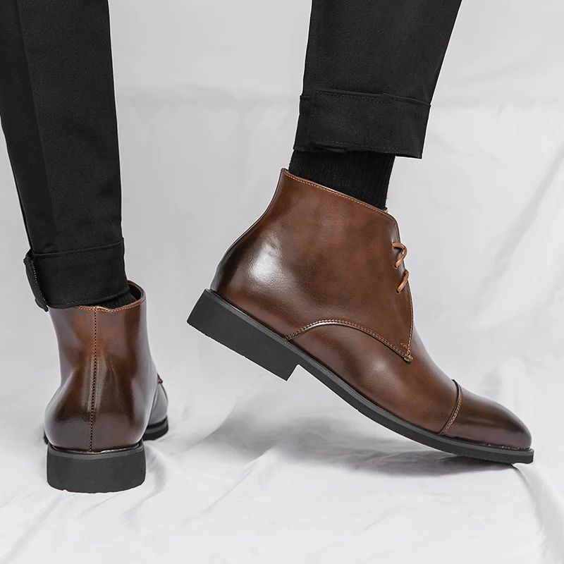 Comfortable Fashion Design Durable Formal Dress Shoes Red Bottom Casual  Ankle Boots Men Botas Para Hombres
