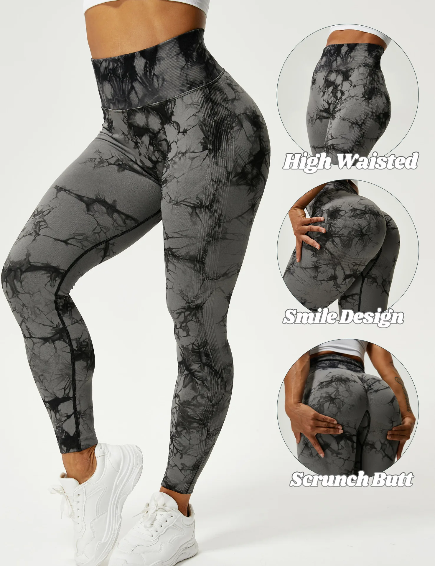 New Custom Logo Great elasticity High Waisted Gym Workout Seamless Leopard  Squat Proof Camo Scrunch Butt Leggings For Women