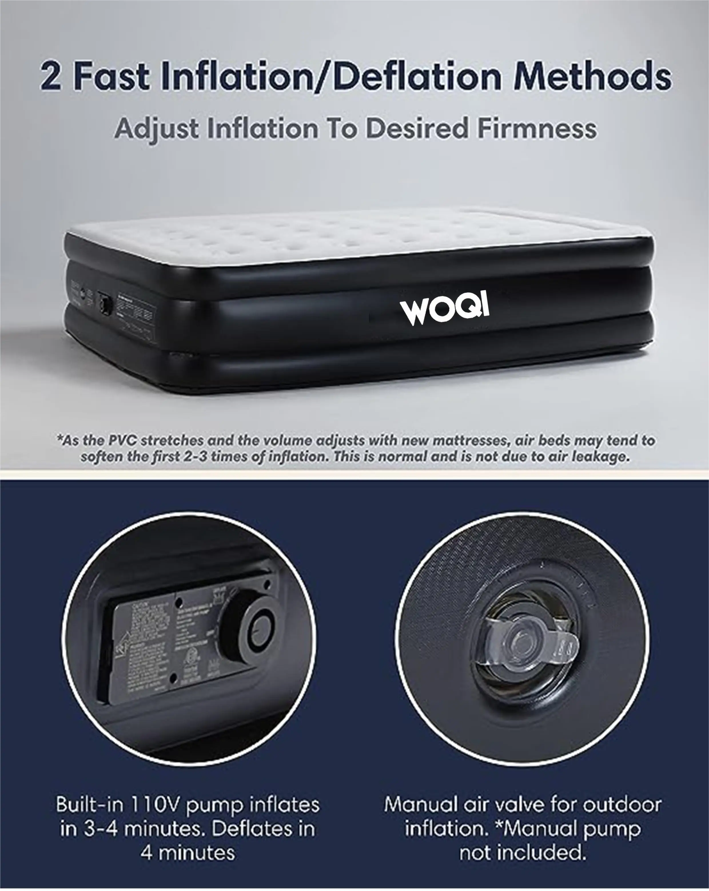 Woqi Fast&easy Inflation/deflation Air Mattress With Built In Pump,18