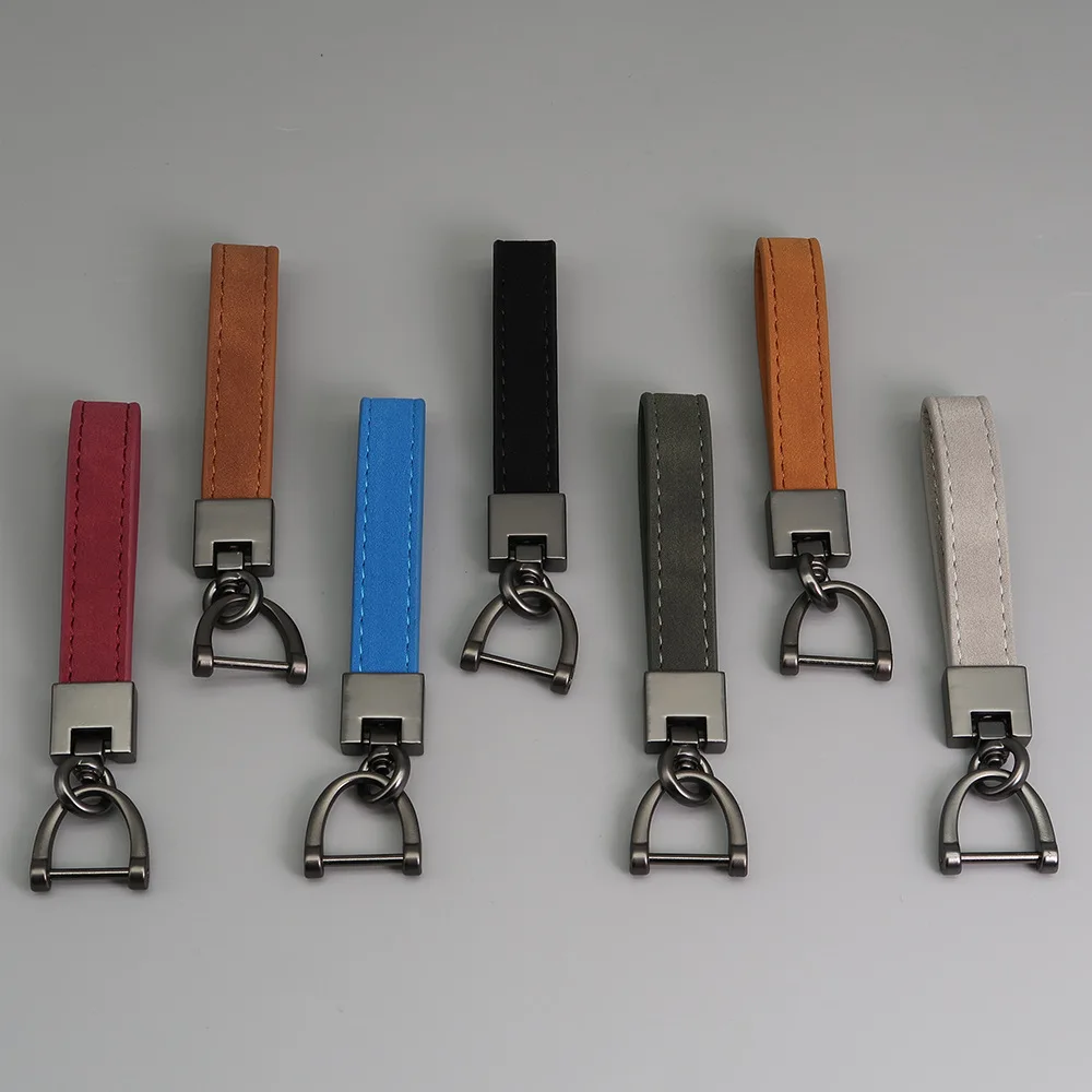 Promotion Gift Leather Key Tag Key Holder Ring Genuine Real Leather Key Chain Custom Logo Name Leather Keychain