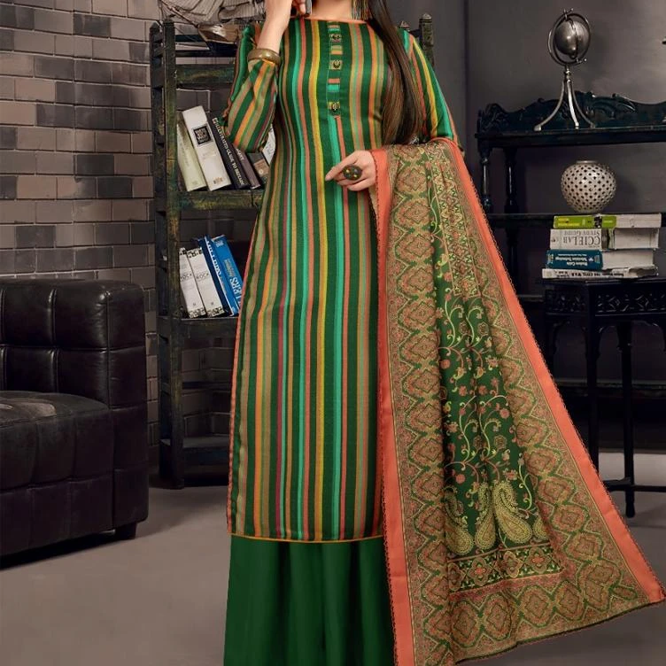 Lawn Coton costume brodé pakistanais indien couture costume d'été couleur 3pc 