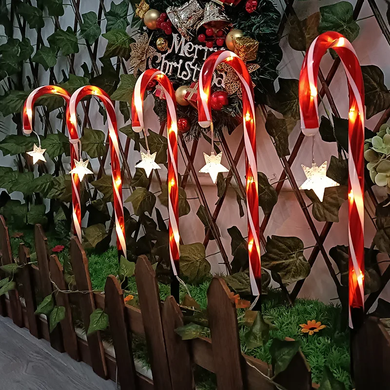 Led Christmas Light String Star Snowflakes 8 Candy Cane Pathway Marker