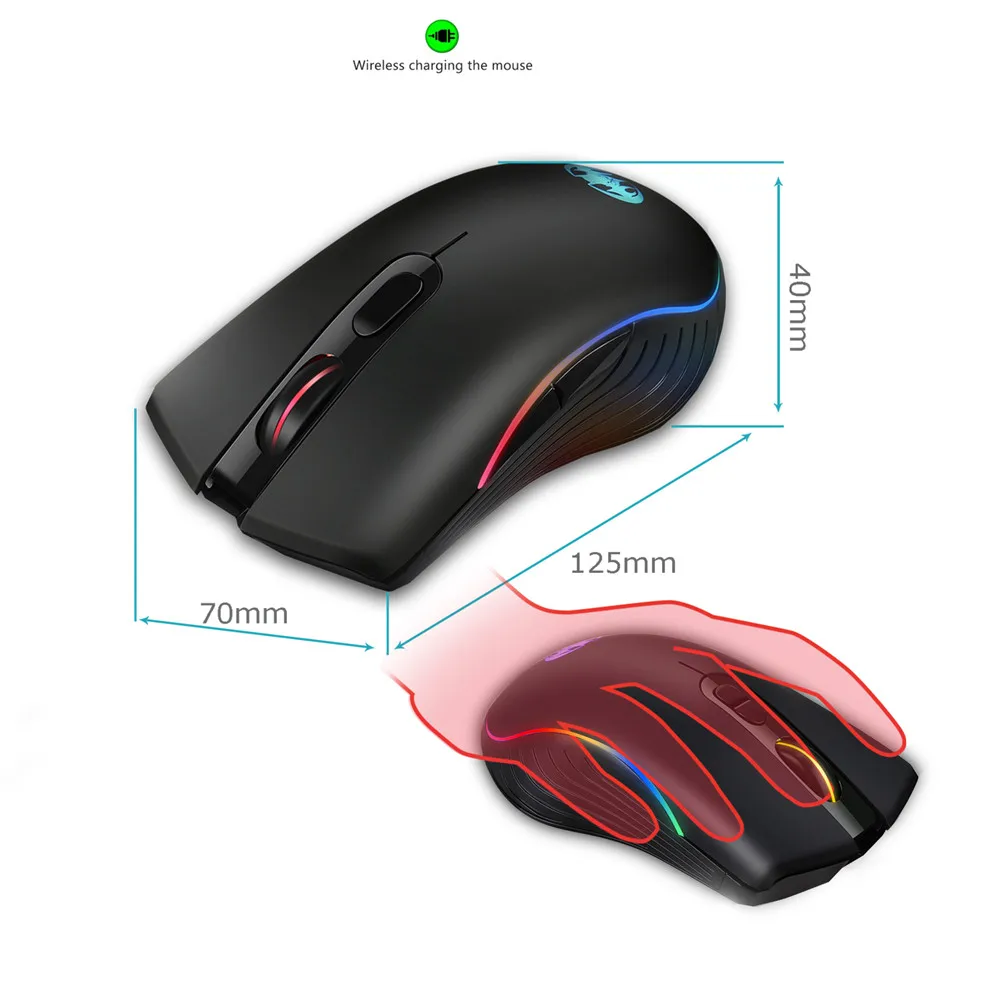 RGB Back Light Rechargeable Optical Mice Gamer Maus Wireless Gaming Mouse