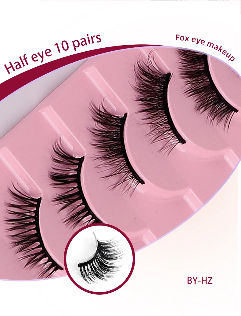 6d Half Natural Lashes Handmade Fox Eye Silk Cat Eye Cils Fluffy Wispy