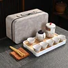 Vintage gray long tote bag-white