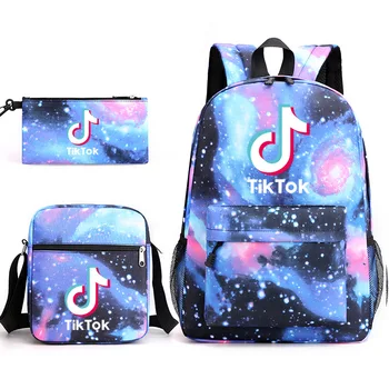 KB1022 Tik Tok Bagpack Backpack Bag Back to School Large Capacity High School 3 piece Sets