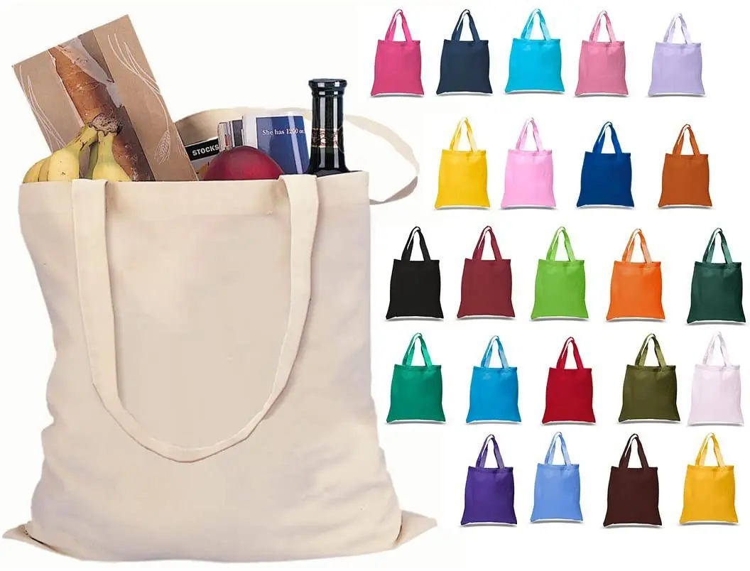 Recycle Tote Bag Cotton Canvas Womens Hign Gsm Cotton Canvas Vintage Grocery Shopping Bag Canvas Tote Handbags for Women supplier