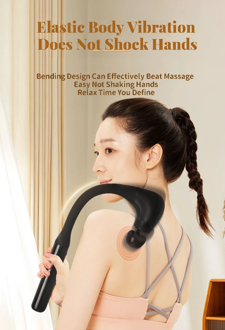 HEZHENG New Extended-Handle Massage Gun Back Powerful Percussion Fascia Gun Muscle Fatigue Relaxing Massage Device