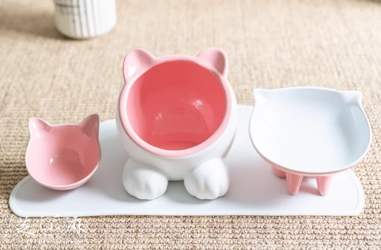 Wholesale Best Seller Eco-Friendly Cat Bowl Chubby Cute Pet Food Water Bowl Raised Design for Cats factory