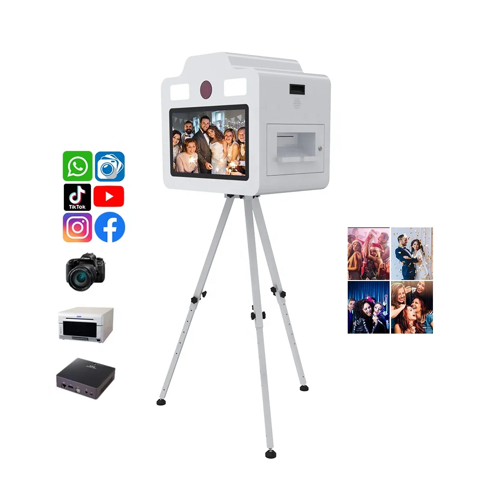 DSLR Photobooth Shell Machine Selfie Station Kiosk DNP HITI Printer Instant Print Touch Screen Monitor Camera Photo Booth Box