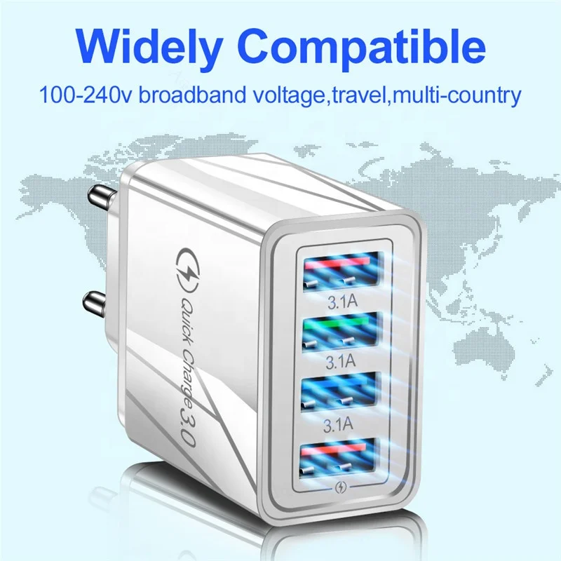 Drogon US EU UK вилка QC3.0 Быстрая зарядка 4 порта 5 в USB адаптер питания настольное настенное зарядное устройство