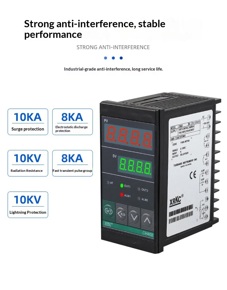 XRKC Smart Temperature Controller CH102/402/502/702/902 96x48mm Digital PID Thermostat OEM/ODM Customizable 0.1C Resolution Data