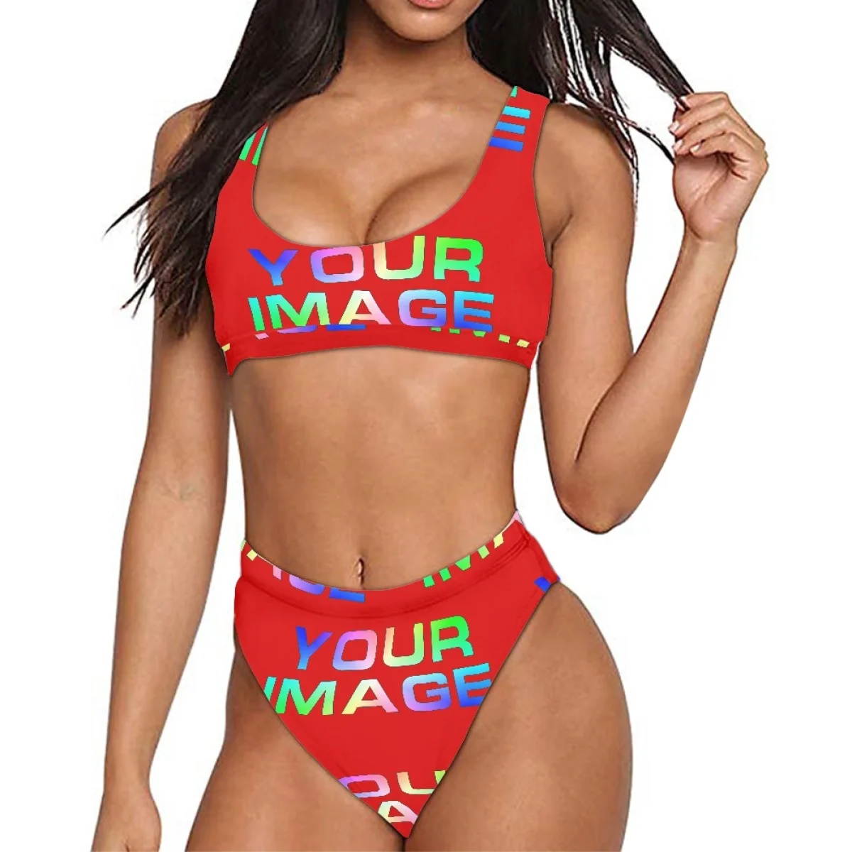 Print on Demand Custom Your Logo/Image/Photo Print Woman Sexy Bikini Set Two Piece Female Swimwear Sexy Summer Beach Swimsuit