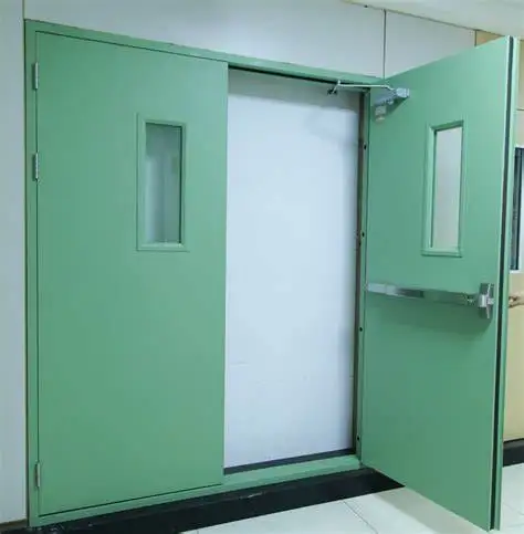 Modern Double Leaf Fireproof Steel Doors 2 Hour Security Rating Swing Open Style-for Hotels Schools Hospitals with Certificates