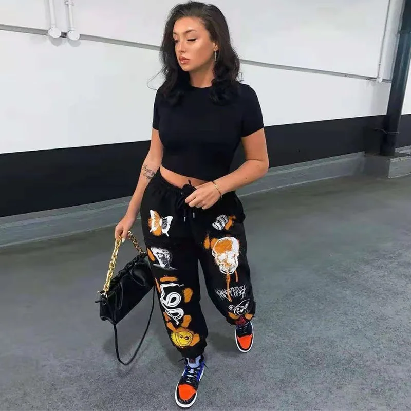 Dropshipping Graphic Oggers 2021 Summer Fashion Women High With Graffiti  Streetwear Waist Drawstring Long Pants - Buy Clothes,Plus Size Women  Clothing,Pants Product on 