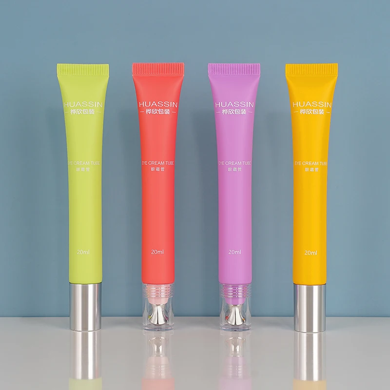 20ml Soft Squeeze Cosmetic Plastic Packing Skincare Containers Plastic Tube Eye Serum Container With Metal Zinc Applicator