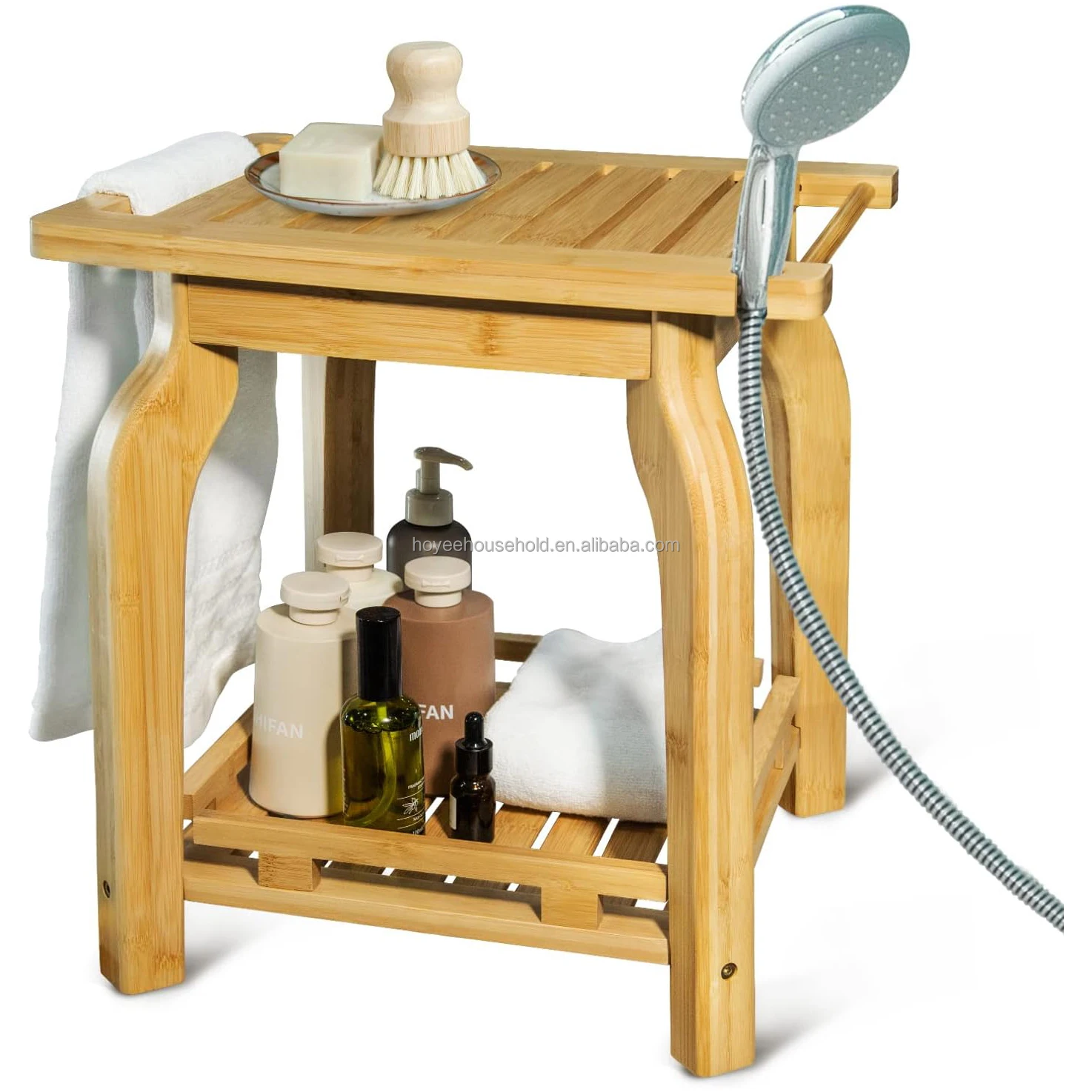 2tier Bamboo Shower Bench For Inside Shower Shaving Legs Waterproof