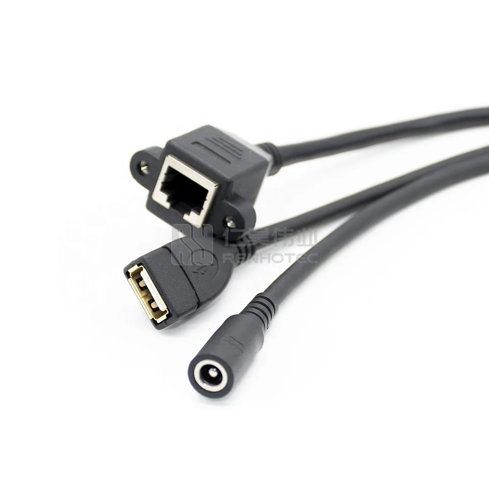 M12 12 Pin Cable to USB DC RJ45 Ethernet Connector Assembly Cable Customized