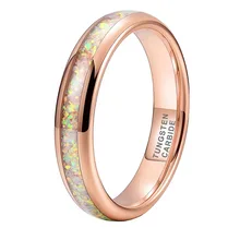 4MM Women's Opal Inlay Rose Gold Plated Tungsten Carbide Wedding Ring Customized Jewelry