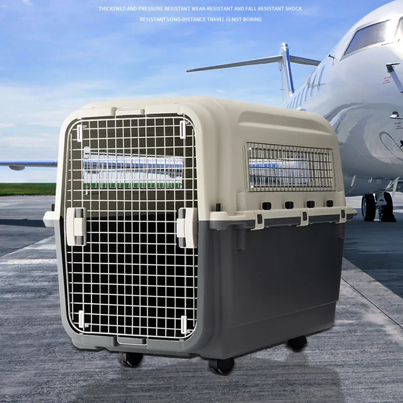 Custom Airline Shipping Transport Box Pet Cages and Crates Kennel Bike Travel Plastic Dog Pet Carrier