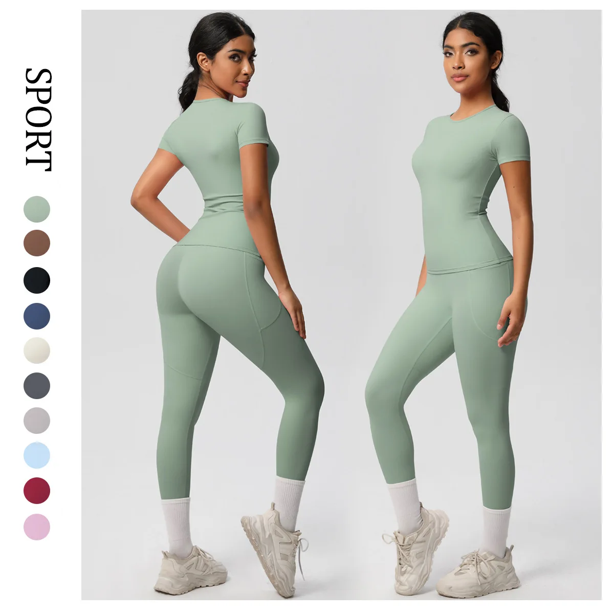 Breathable for Yoga Top & High Waist Hip-lifting Fitness Pants 2-Piece Set Quick-drying 