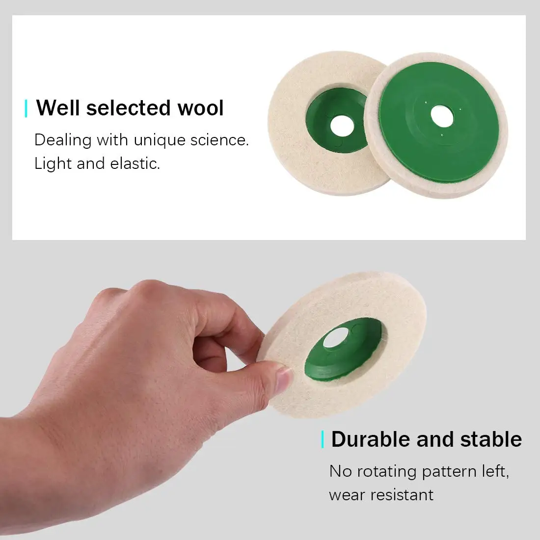 Wool Buffing Wheel Pads 6-Pack - 4.5 Inch Polishing Discs For Angle Grinder