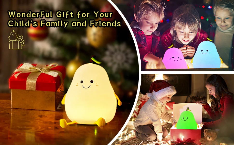 Hot Product Pear LED Night Lights Table Lamp Environmental Protection Silicone Light with 7 Colors Changeable