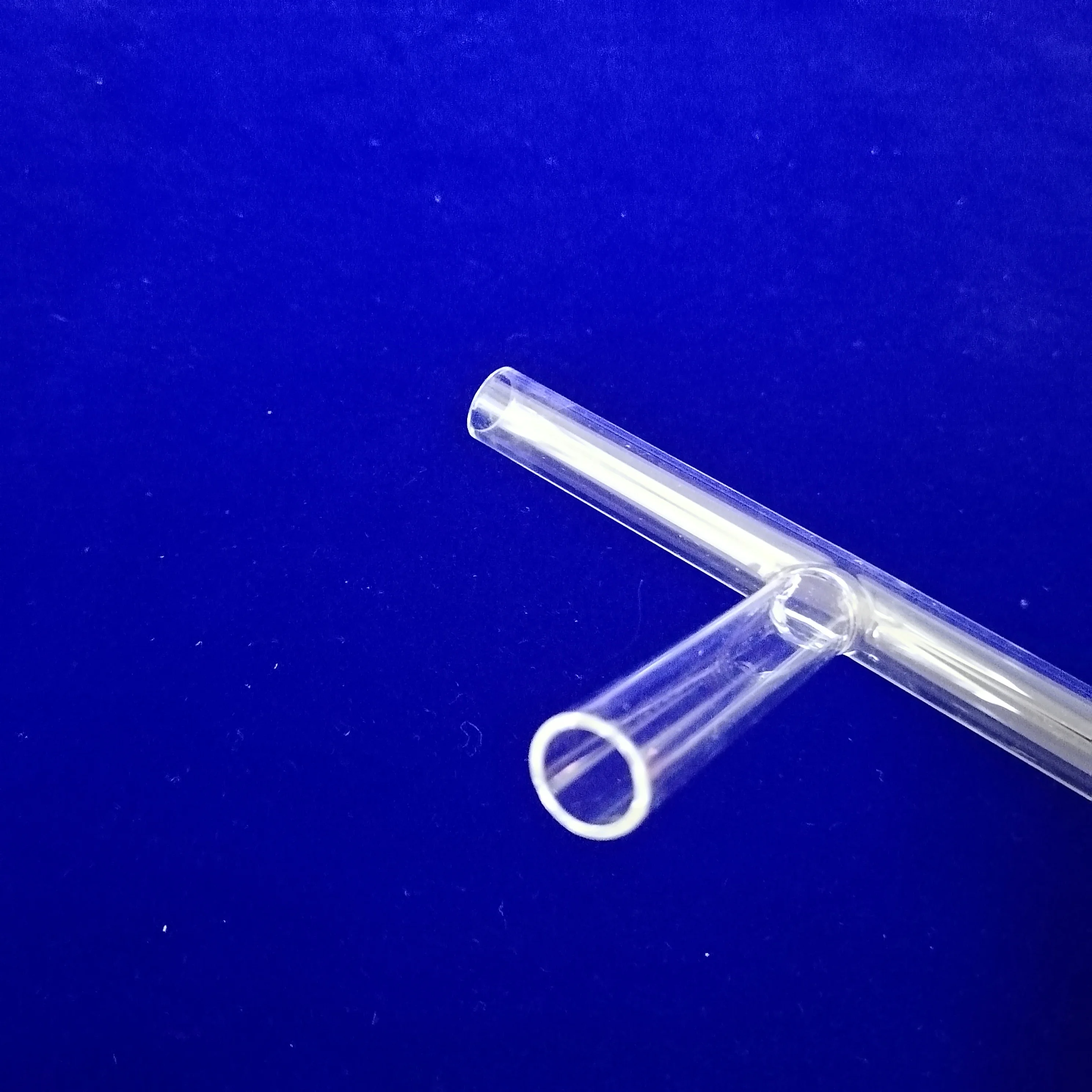 Customized Transparent T Shape Borosilicate  Glass Tube Quartz Tube