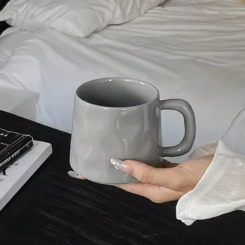 Hand-pinched Texture Ceramic Coffee Mug, Solid Color Irregular Mug, Home Drinking Cup