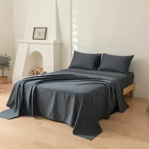 Wholesale  100% Cotton  Flat Bed Sheet Sets Soft Easy Care Sheets 245x 250cm