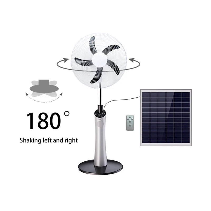Electric Solar Standing Fan, Plastic, USB - detail 6