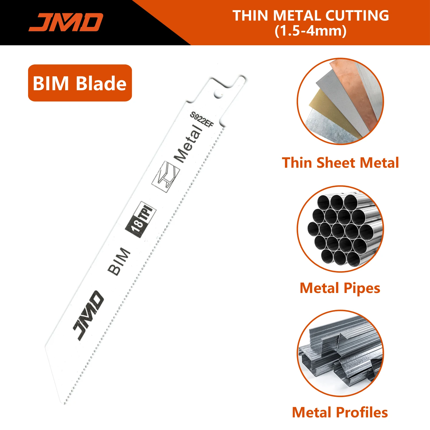 10 Lames De Scie Sabre JMD S922EF | 150mm 18TPI | Pour Métal & Bois | Compatible Bosch, DeWalt...